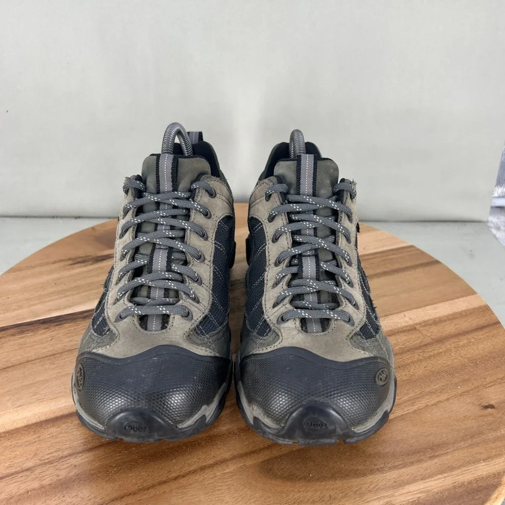 Oboz Firebrand II B-DRY Waterproof Hiking Shoes Mens 8 Gray Black Low Top